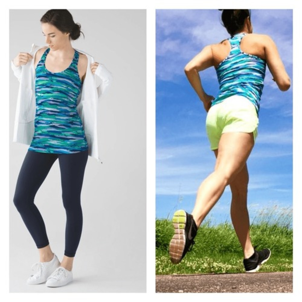 Lululemon Cool‎ Racerback Seven Wonders Multi Color Sea Colors Size 4 ocean